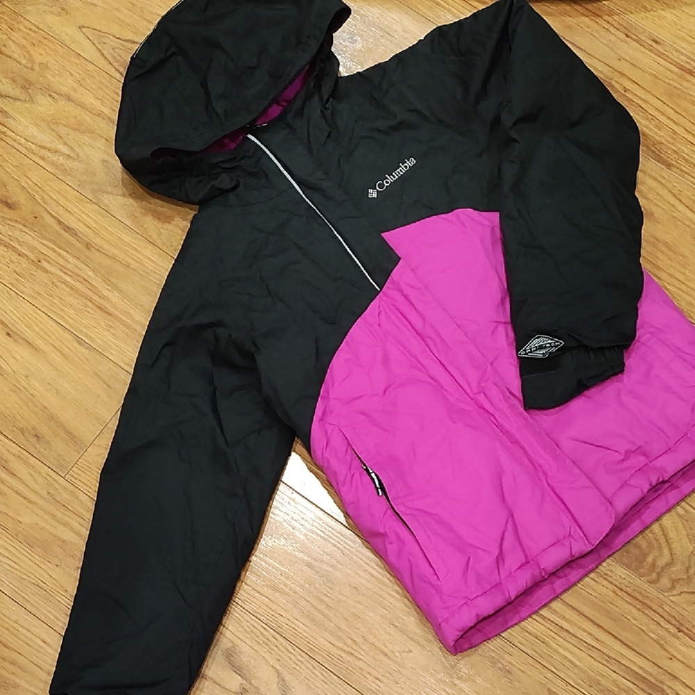 Columbia Black and Pink Hooded Jacket